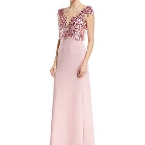 Jenny Packham Illusion Neckline Short Sleeve Paill